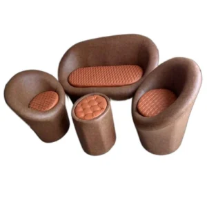 Brown 4 Seater Leather Sofa Set